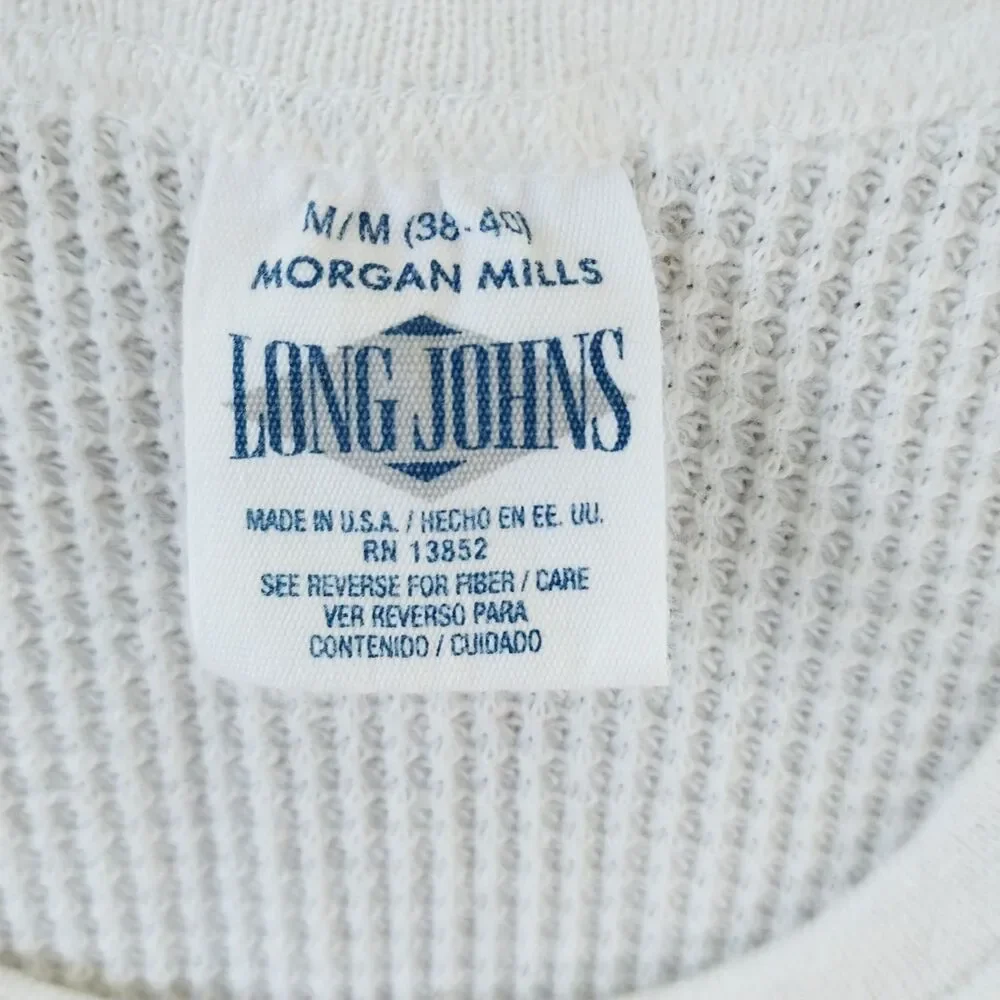 Vintage Morgan Mills Mens Long Johns Thermal Shirt Top Legging Bottom USA Size M